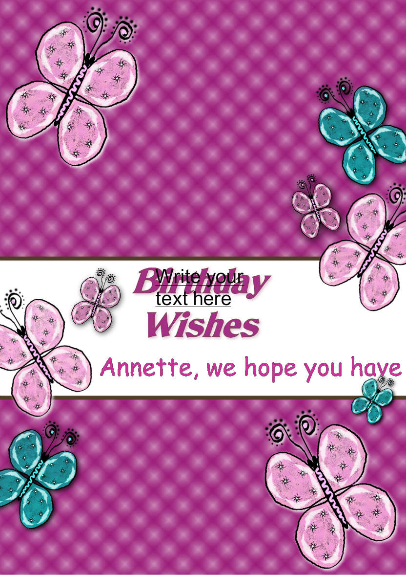 Beautiful Butterflies Birthday Card - card made with Crafty Bob's Card Creator