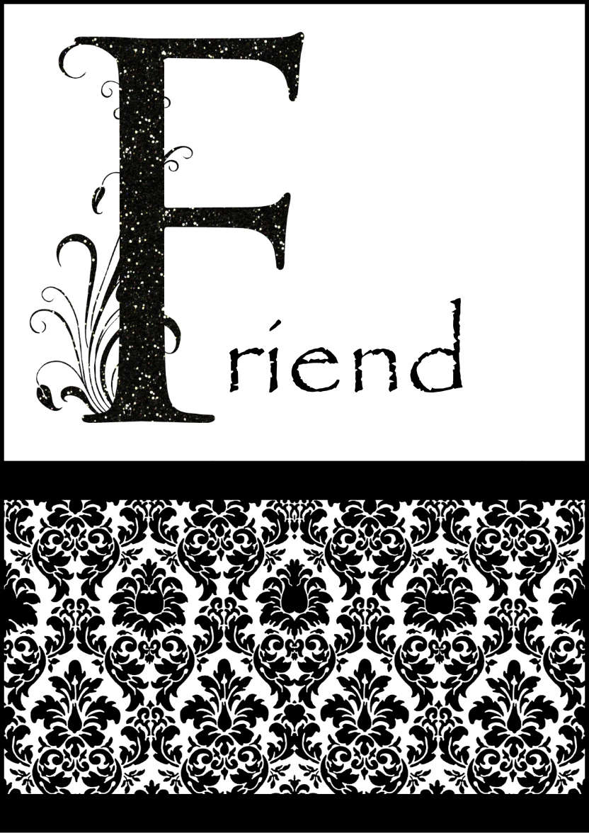 Damask Monogram Letter F Card - card made with Crafty Bob's Card Creator