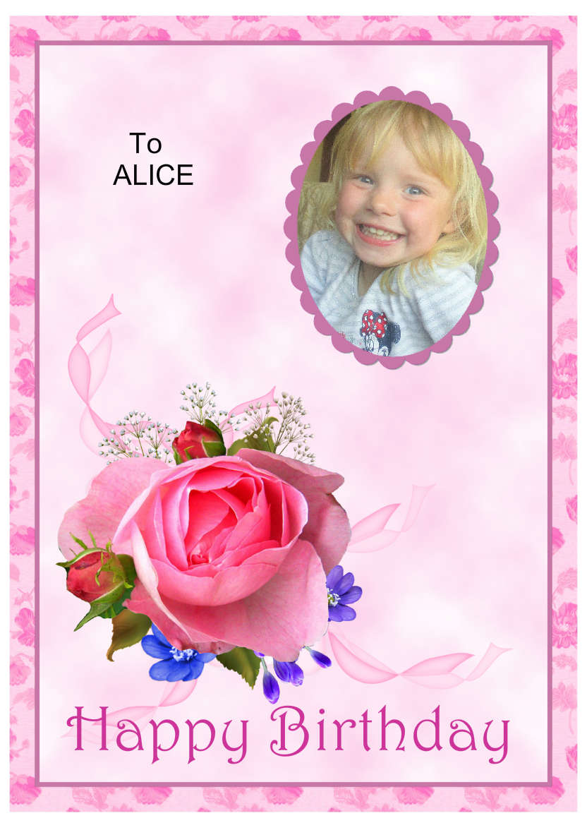 Pink Rose Spray - card made with Crafty Bob's Card Creator