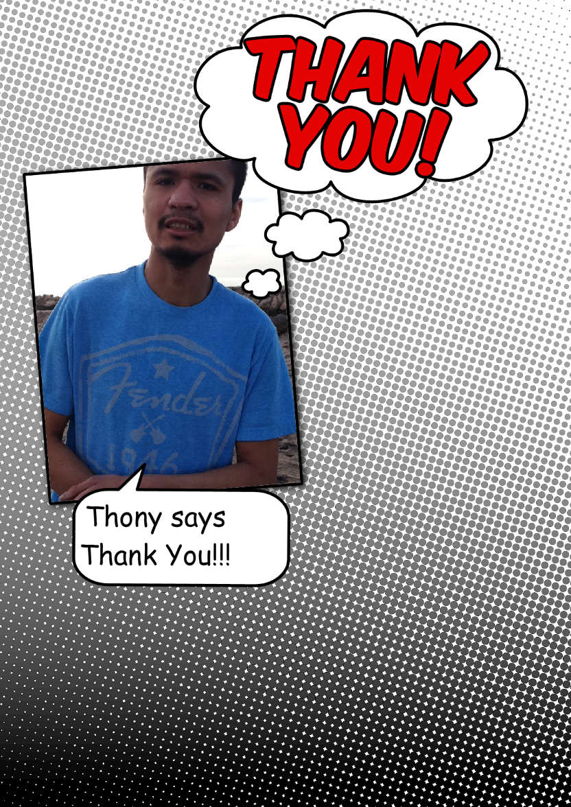 Comic Style Thank You Card Front - card made with Crafty Bob's Card Creator