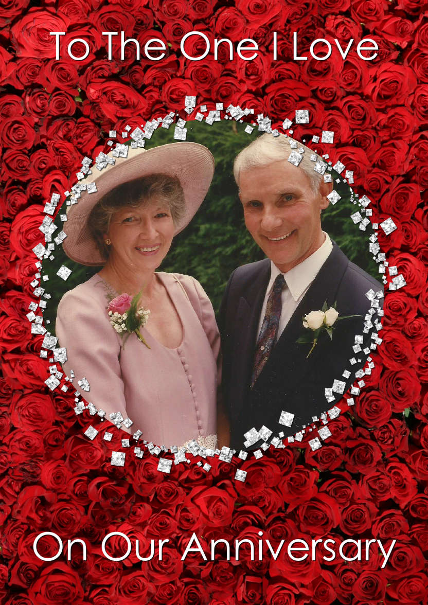 Roses and Diamonds Aperture Card - card made with Crafty Bob's Card Creator