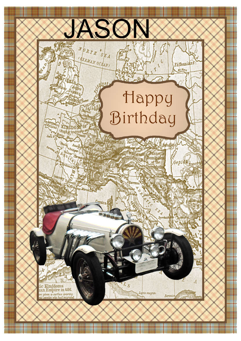 Sporty Vintage Car - card made with Crafty Bob's Card Creator
