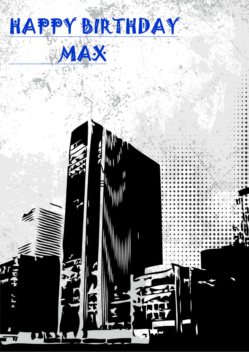 City Greyscale Card Front - card made with Crafty Bob's Card Creator