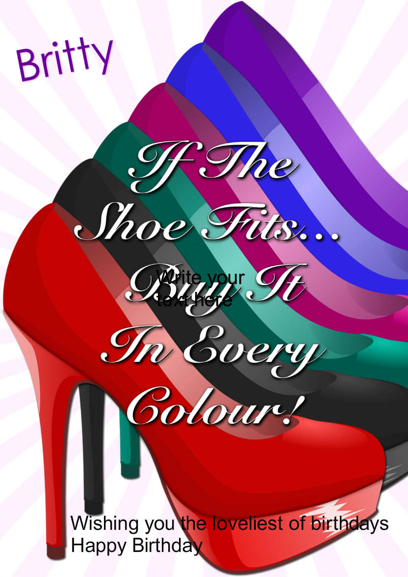 If the Shoe Fits Female Card - card made with Crafty Bob's Card Creator
