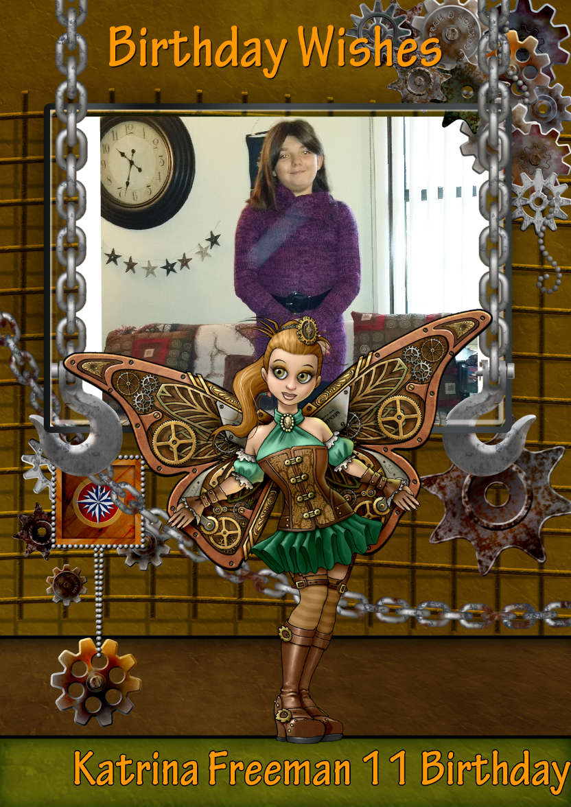 Custom Photo Greeting Card Steampunk Fairy - card made with Crafty Bob's Card Creator