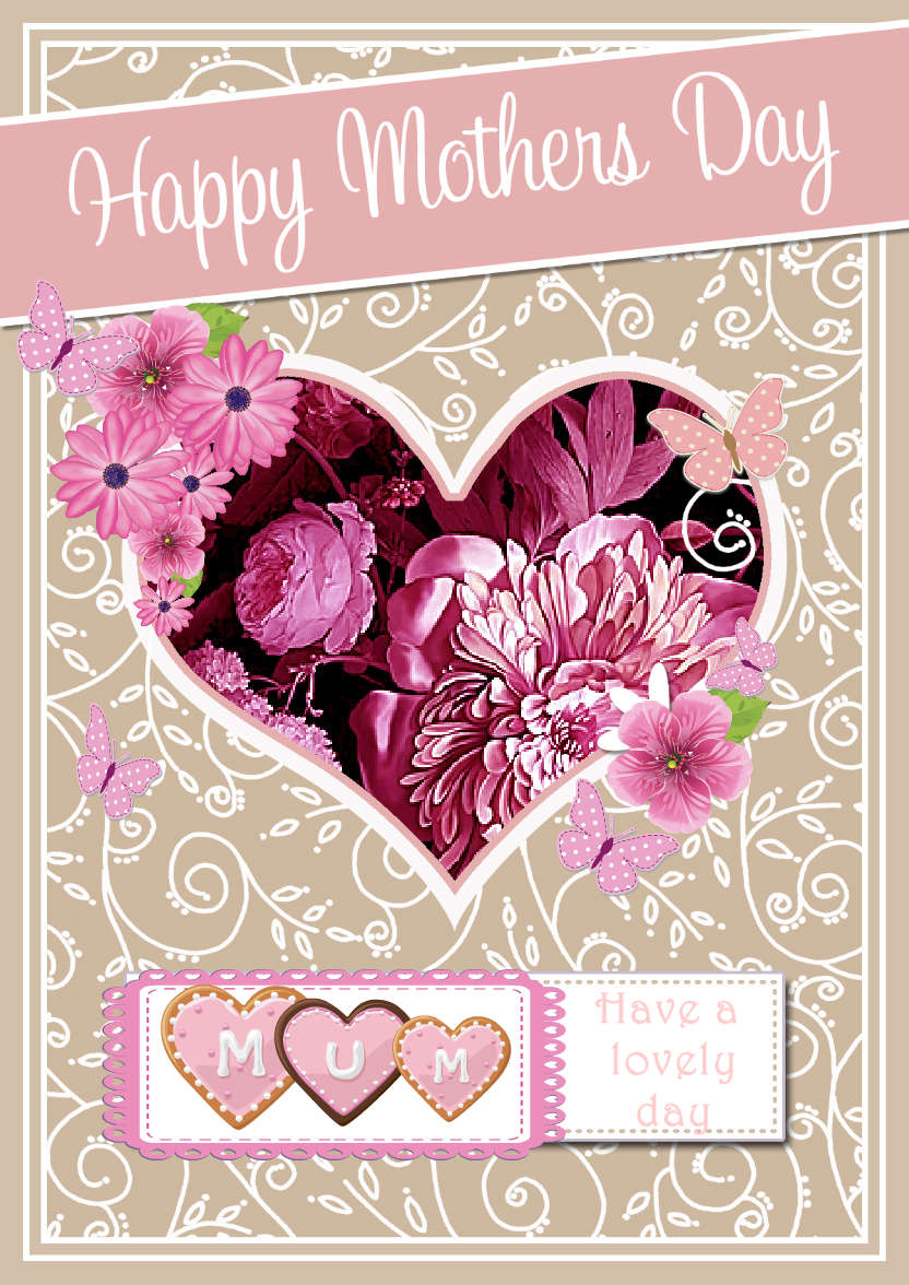 Mothers Day Heart & Swirls Photo Upload Card - card made with Crafty Bob's Card Creator
