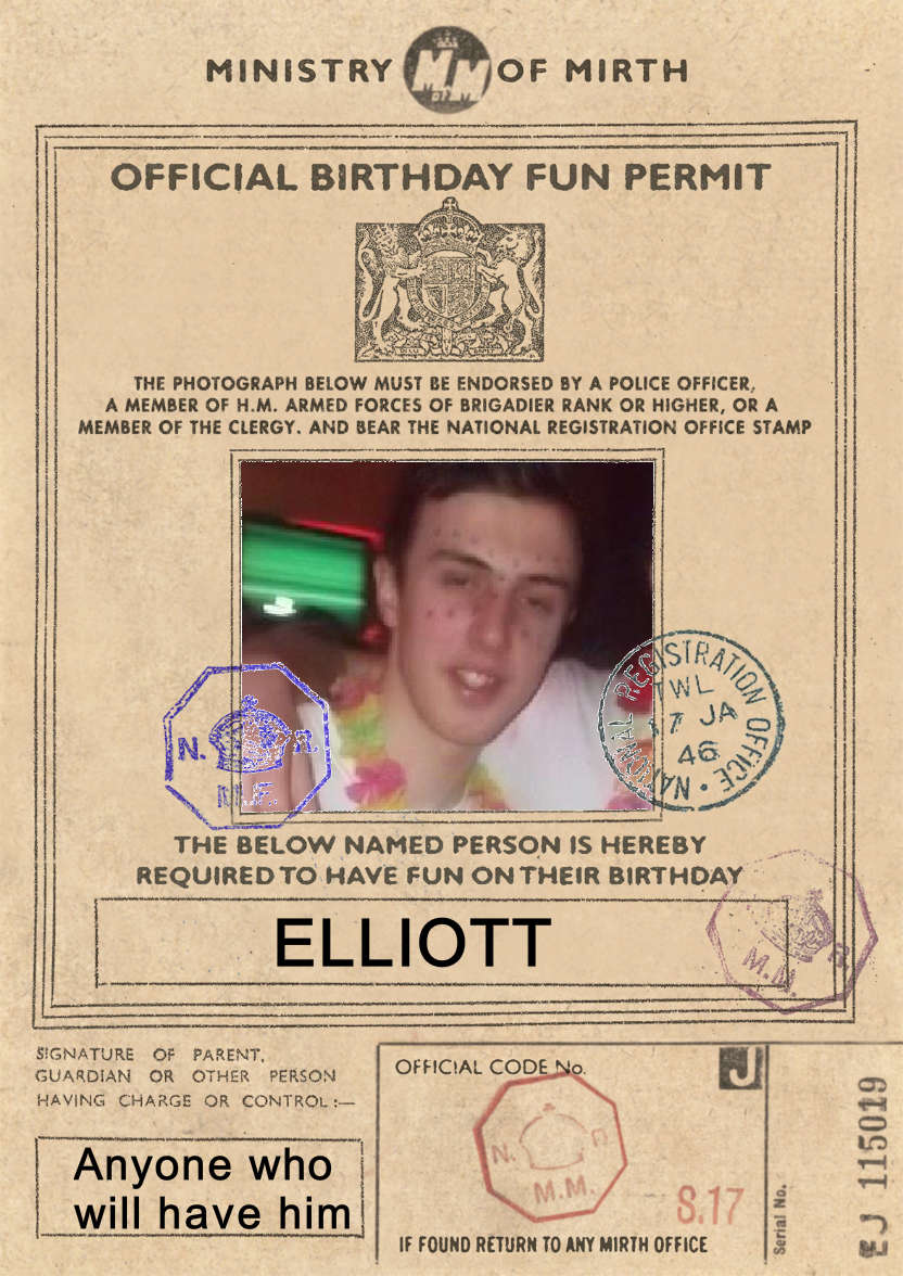Birthday Fun Permit - card made with Crafty Bob's Card Creator