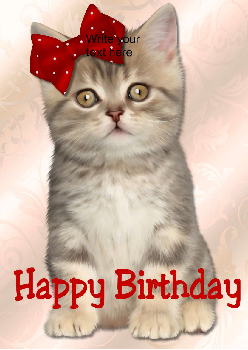 Cute Kitten Happy Birthday - card made with Crafty Bob's Card Creator