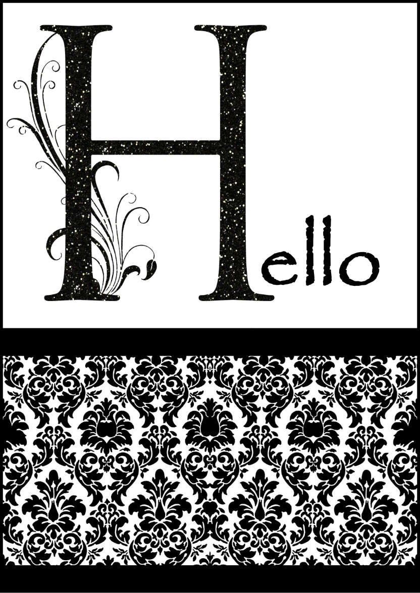 Damask Monogram Letter H Card - card made with Crafty Bob's Card Creator