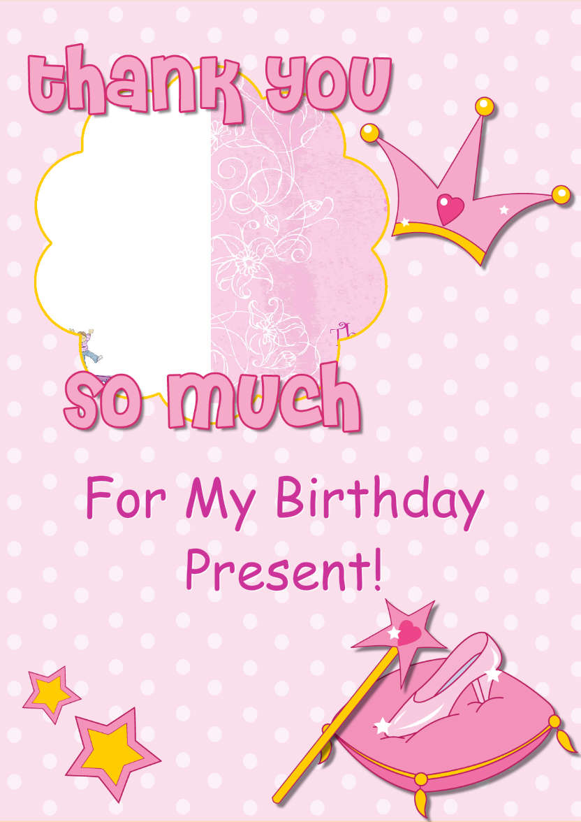 Thank You Princess Themed Aperture Card Front - card made with Crafty Bob's Card Creator