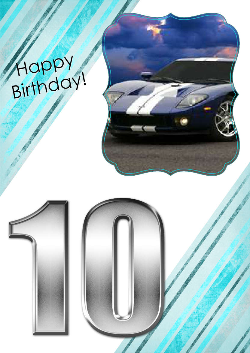 Grunge Stripes Age 10 Birthday Boy - card made with Crafty Bob's Card Creator