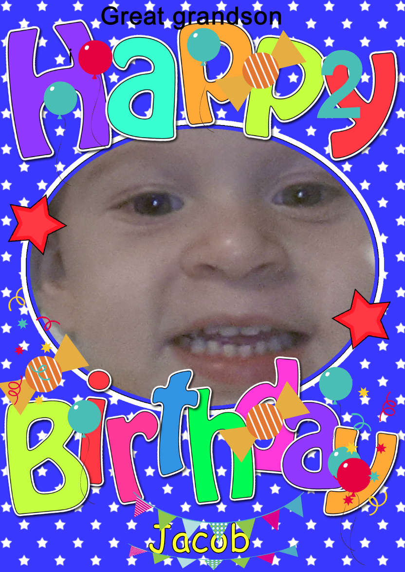 Birthday Stars Photo Upload Card - card made with Crafty Bob's Card Creator