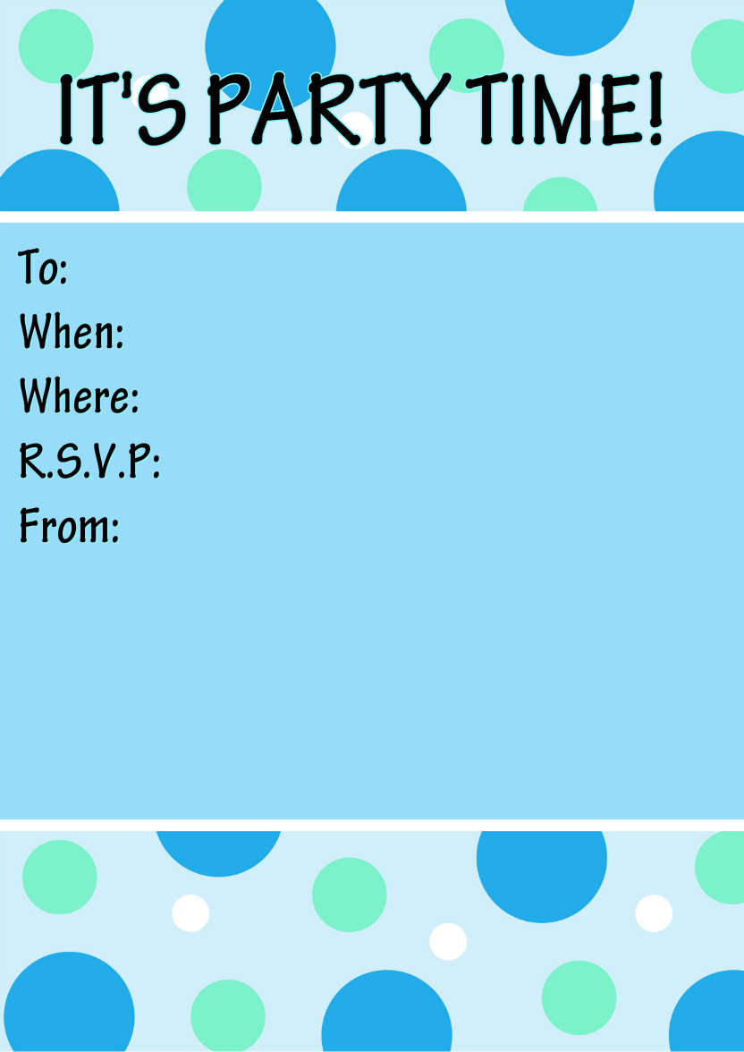 Bright and Funky Dots Invitation Blue - card made with Crafty Bob's Card Creator