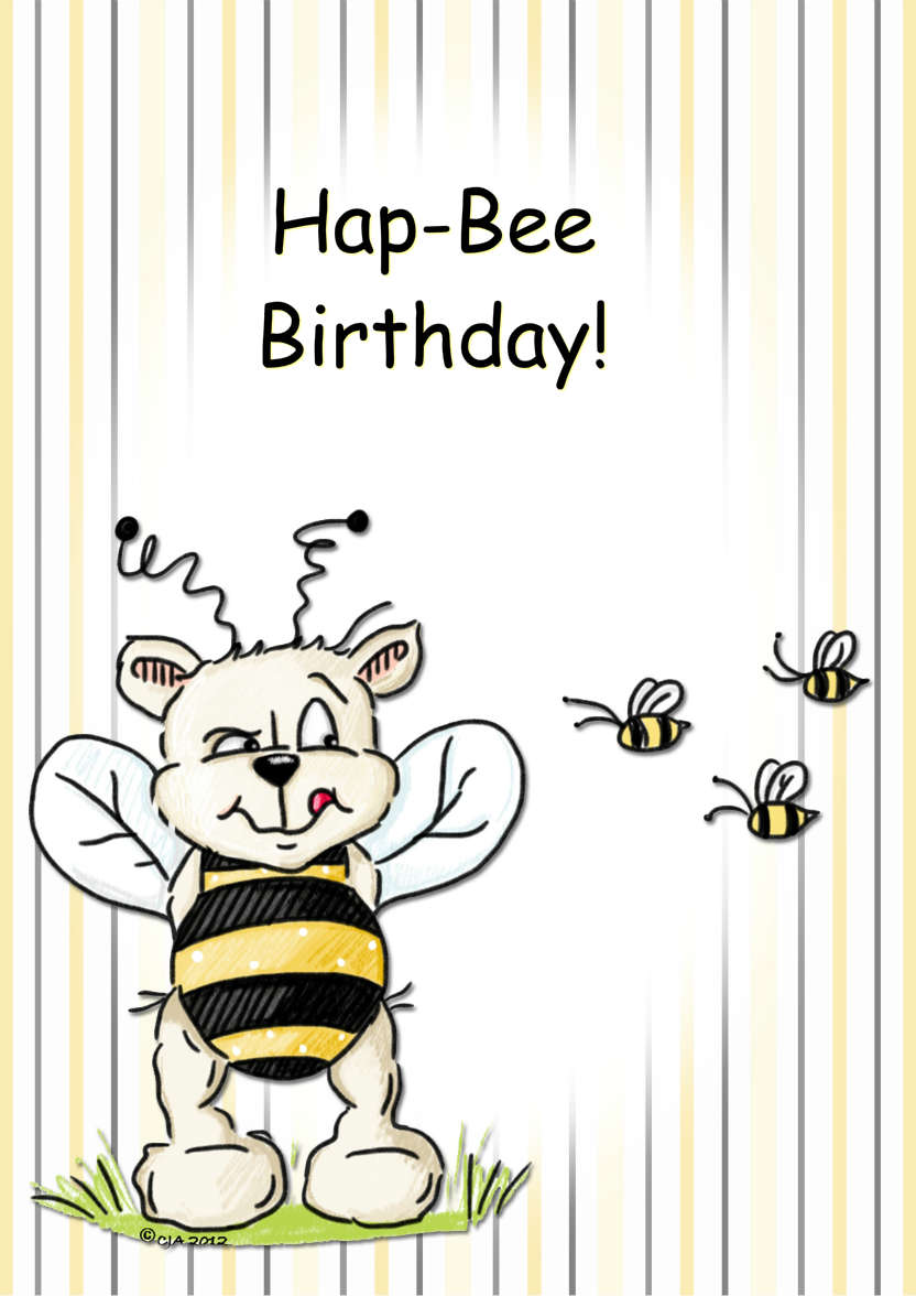 Bentley Bear and His Bees - card made with Crafty Bob's Card Creator