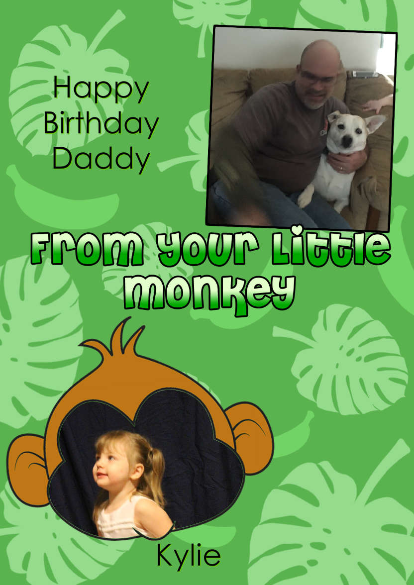 Little Monkey Photo Card - card made with Crafty Bob's Card Creator