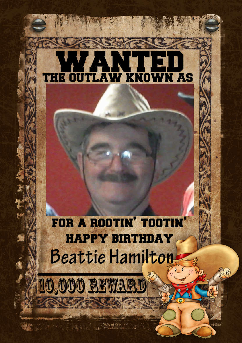 Fun Male Wanted Poster Birthday Card, Photo - card made with Crafty Bob's Card Creator