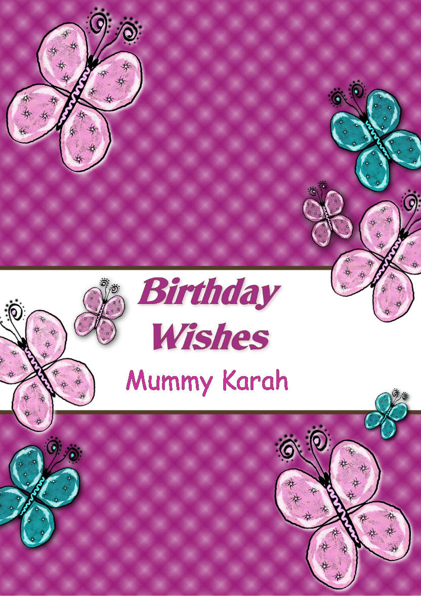 Beautiful Butterflies Birthday Card - card made with Crafty Bob's Card Creator