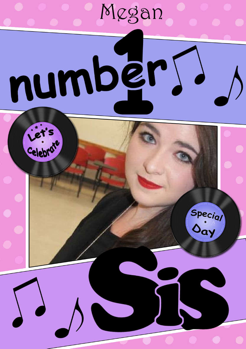 No 1 Sis Record Photo Upload Card - card made with Crafty Bob's Card Creator