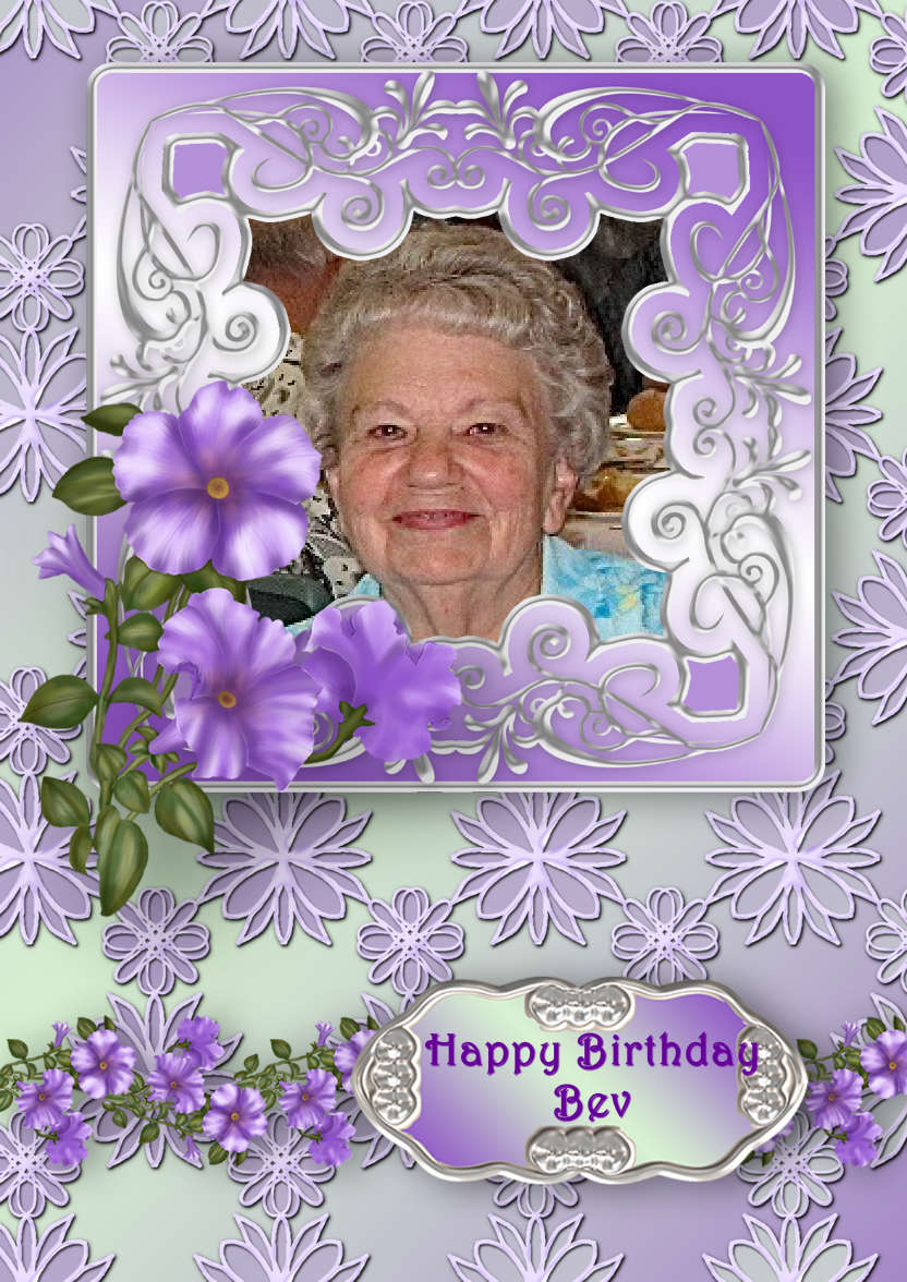 Lilac Petunias with Fancy Frame - card made with Crafty Bob's Card Creator