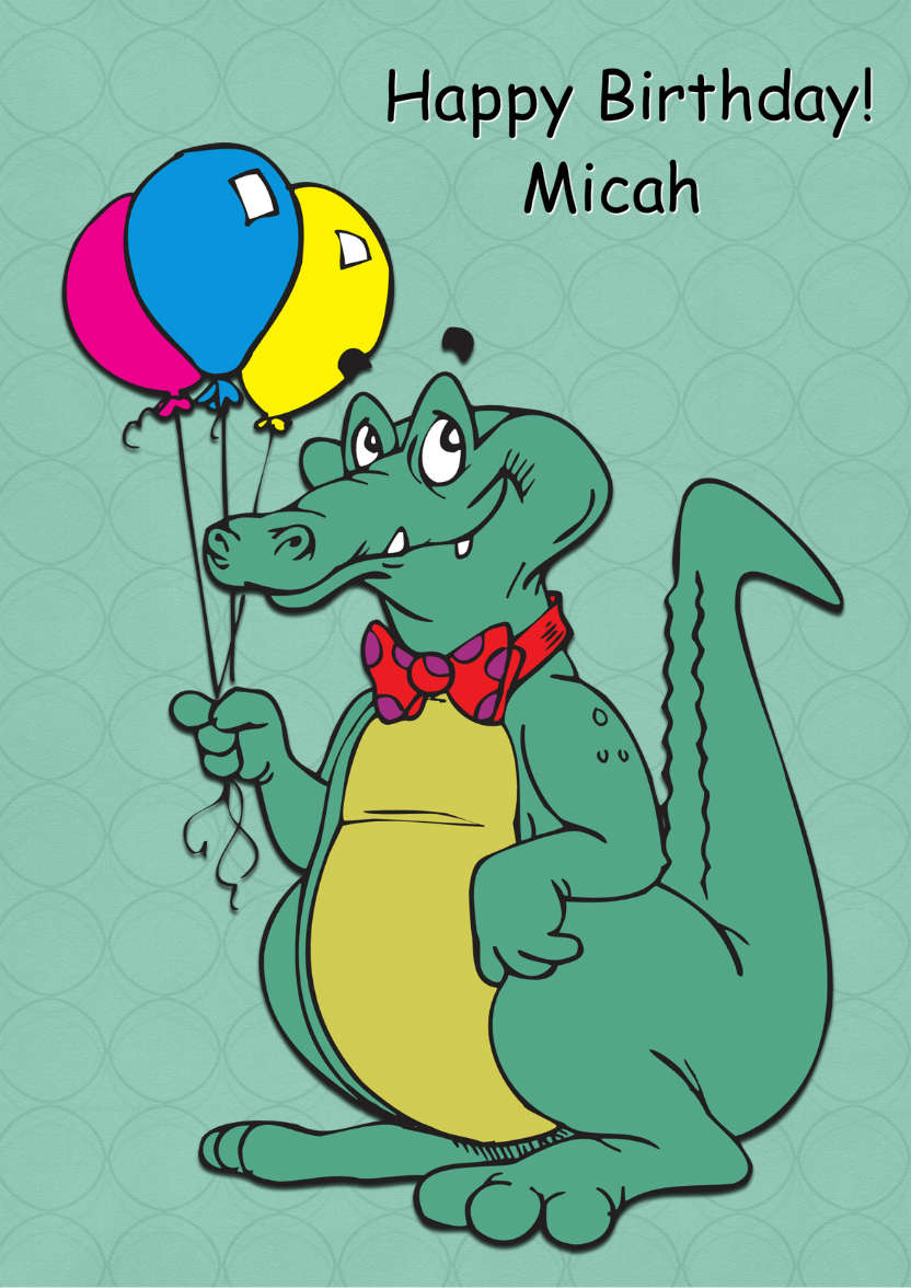 Crocodile Birthday - card made with Crafty Bob's Card Creator