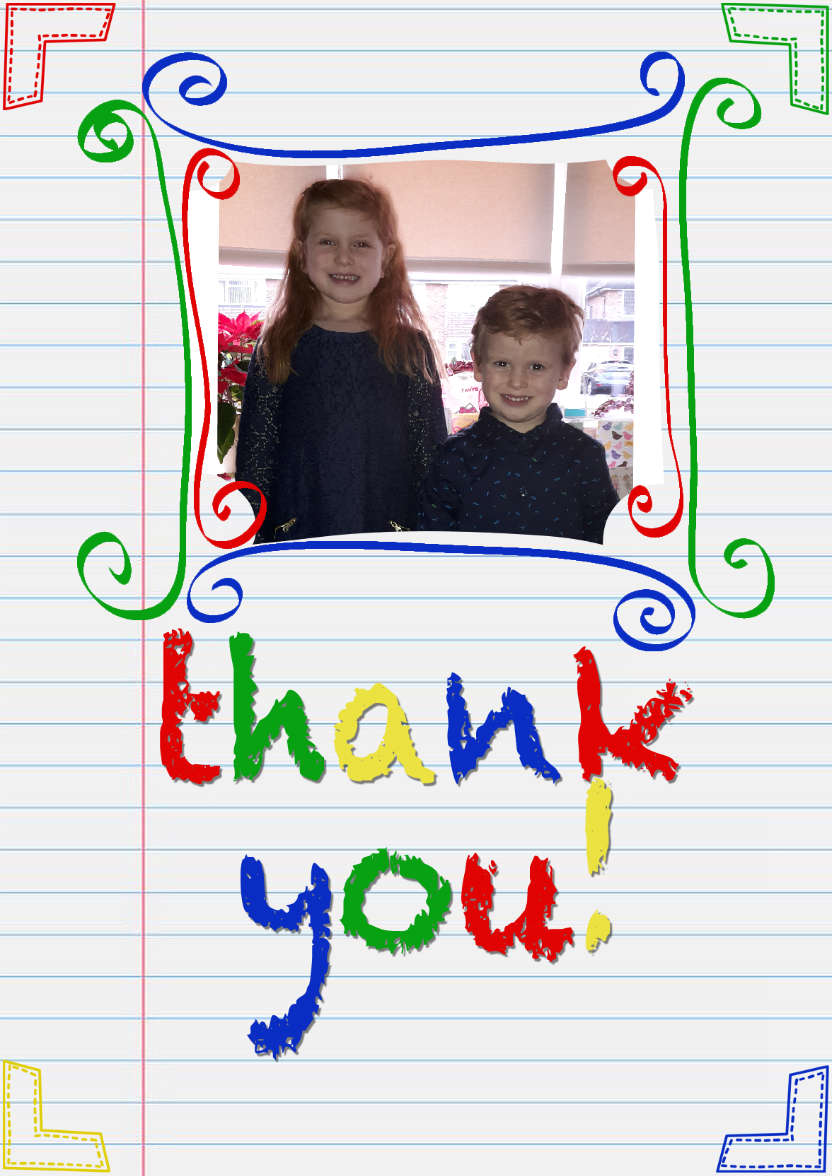 Notepaper Thank You Card - card made with Crafty Bob's Card Creator