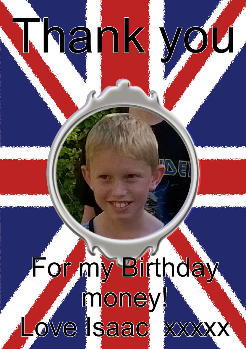 Union Jack Style Thank You Aperture Card - card made with Crafty Bob's Card Creator