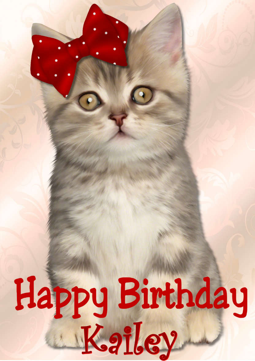 Cute Kitten Happy Birthday - card made with Crafty Bob's Card Creator