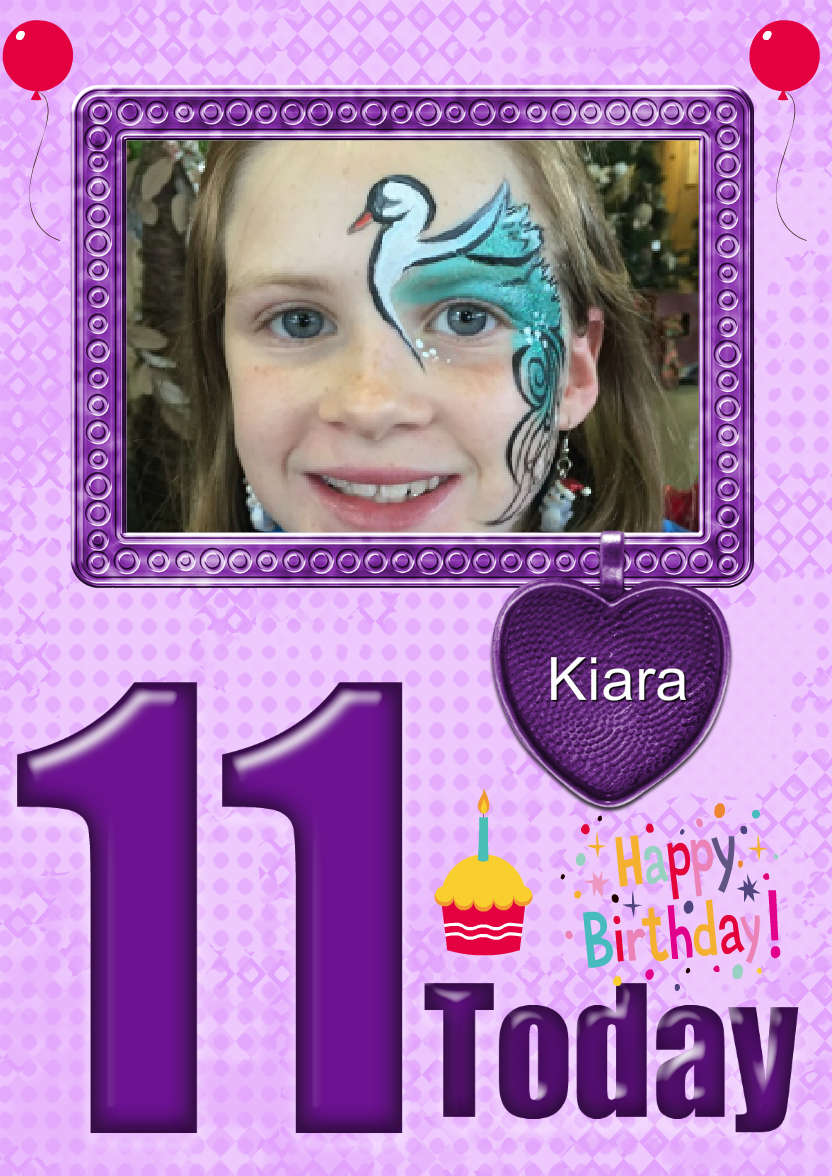 Age 11 Birthday Photo Card Girls - card made with Crafty Bob's Card Creator