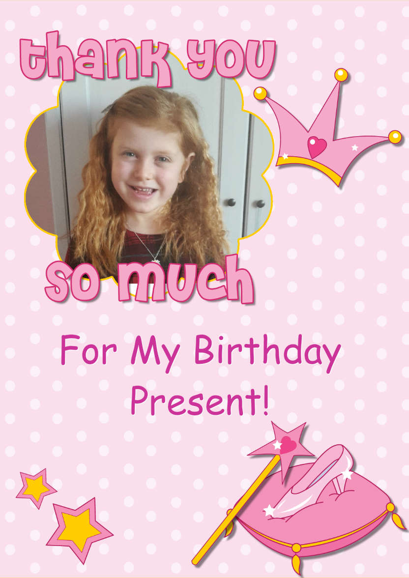 Thank You Princess Themed Aperture Card Front - card made with Crafty Bob's Card Creator