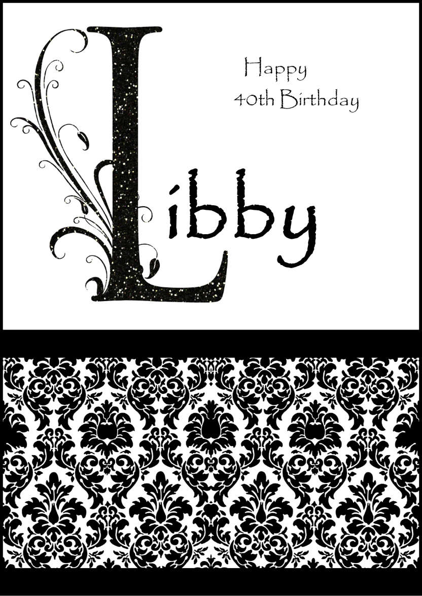Damask Monogram Letter L Card - card made with Crafty Bob's Card Creator