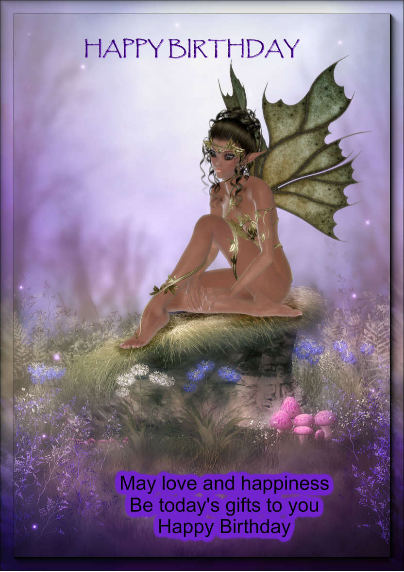 Thoughtful Fairy on a Hill - card made with Crafty Bob's Card Creator
