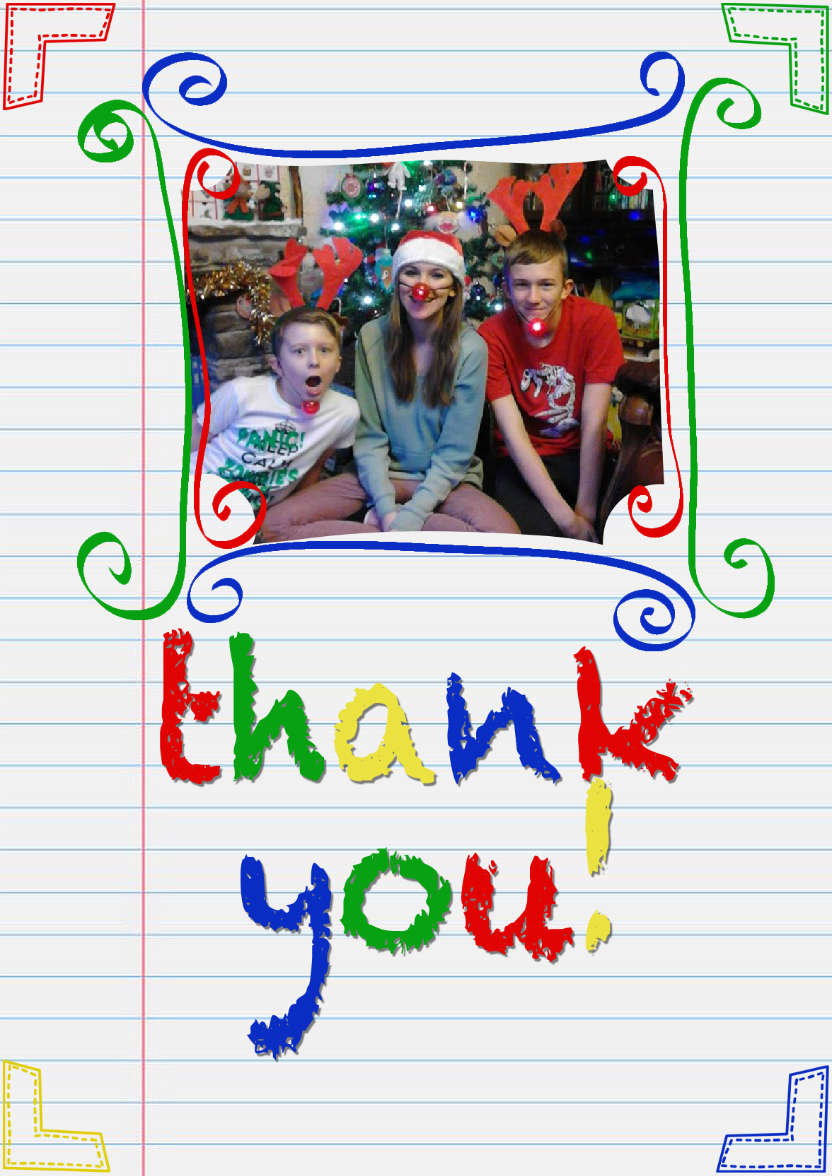 Notepaper Thank You Card - card made with Crafty Bob's Card Creator