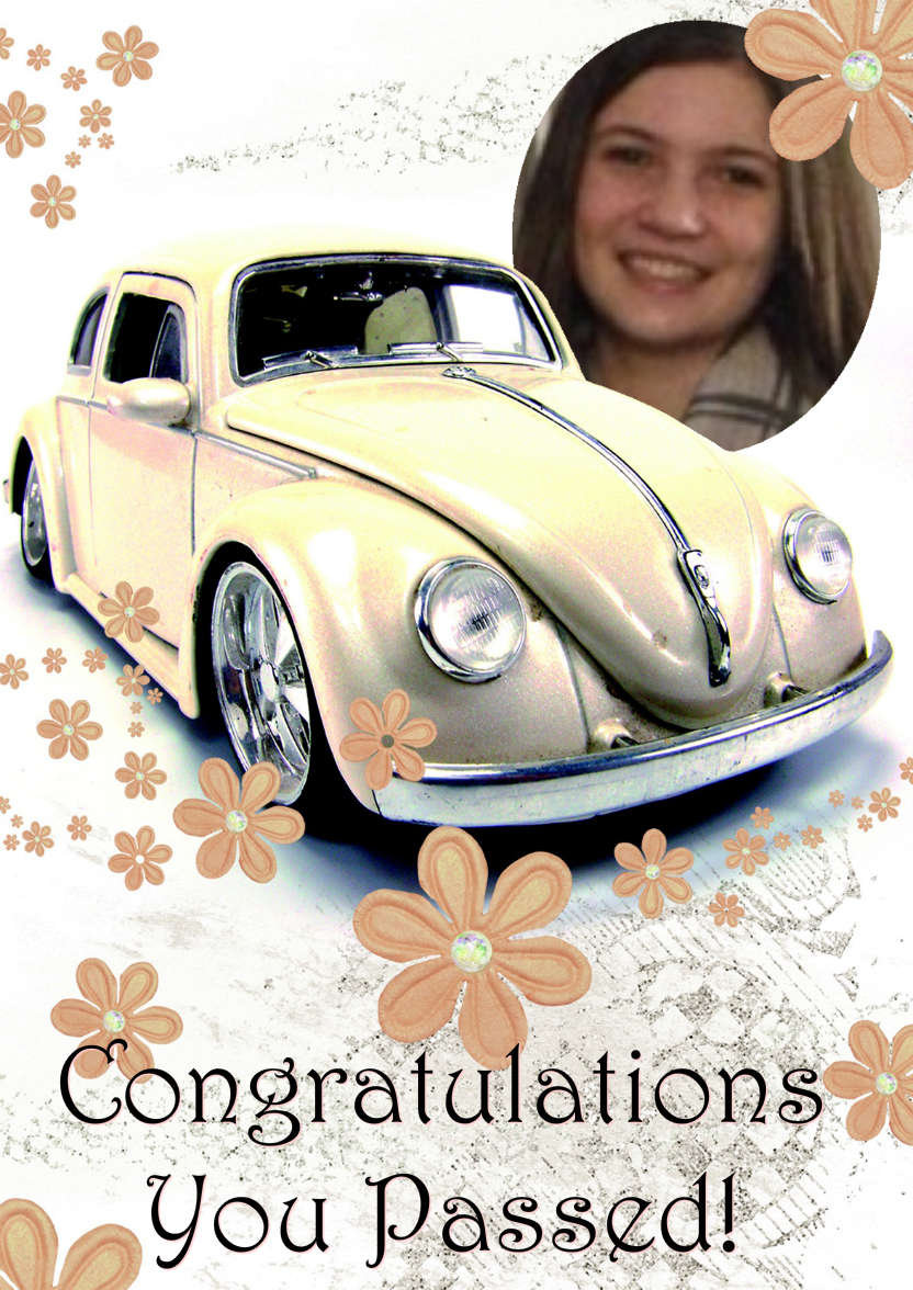 Congratulations Driving Test Female - card made with Crafty Bob's Card Creator