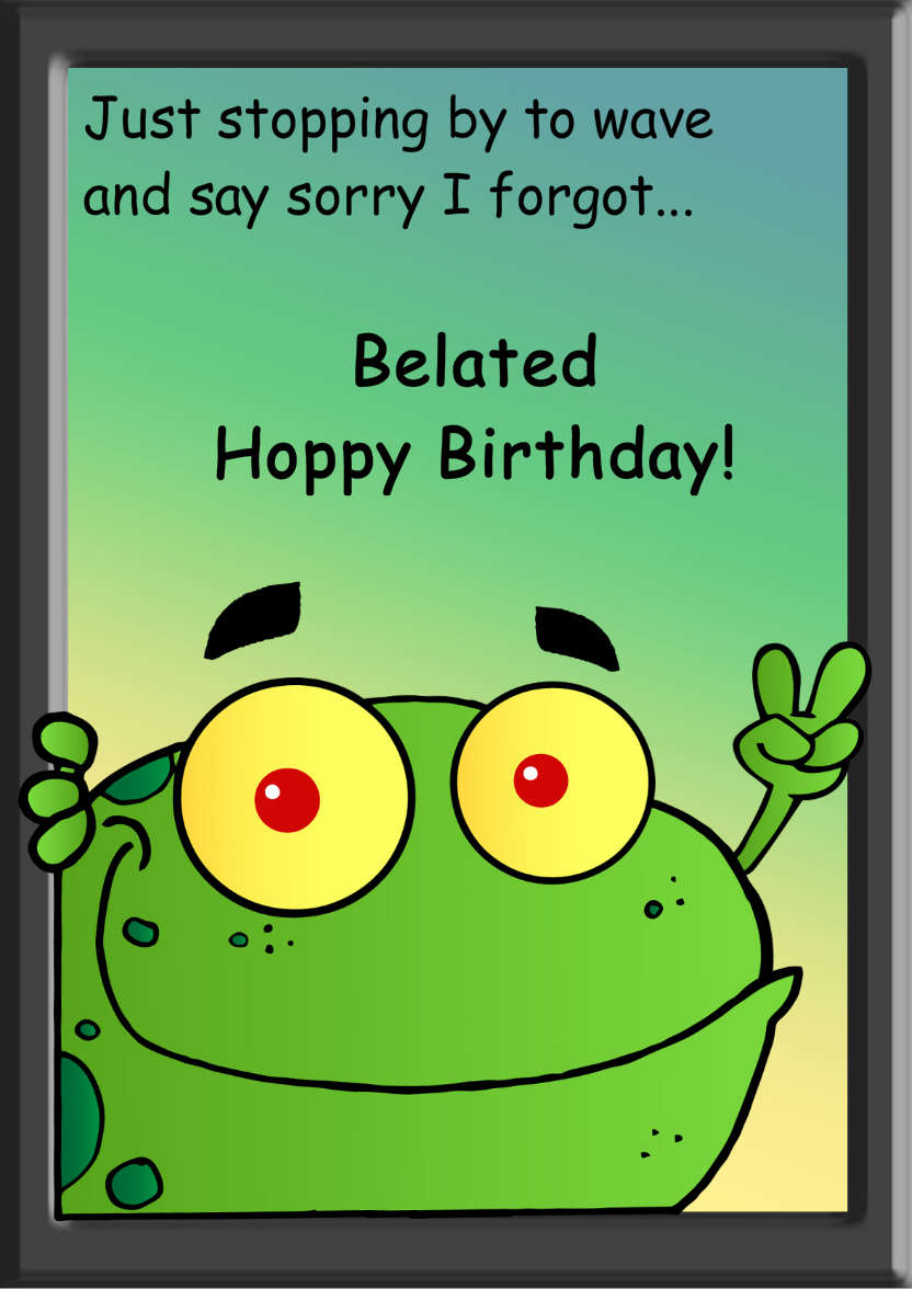 Belated Hoppy Birthday Frog Card - card made with Crafty Bob's Card Creator