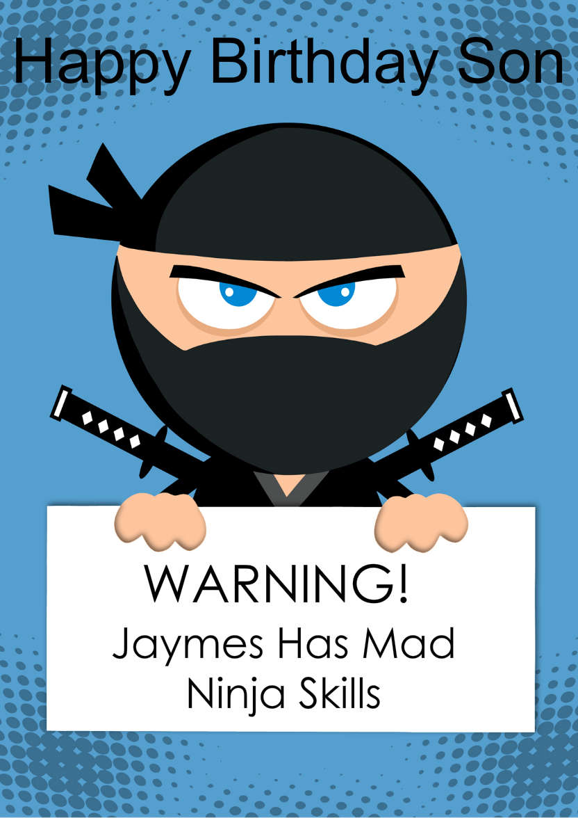 Ninja Warrior Card - card made with Crafty Bob's Card Creator