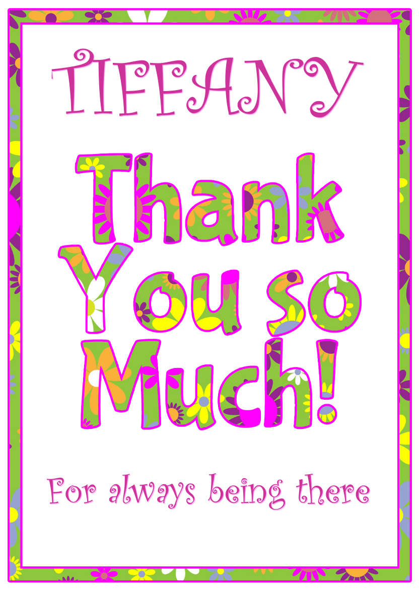 Thank You Floral Word Art Card Front - card made with Crafty Bob's Card Creator