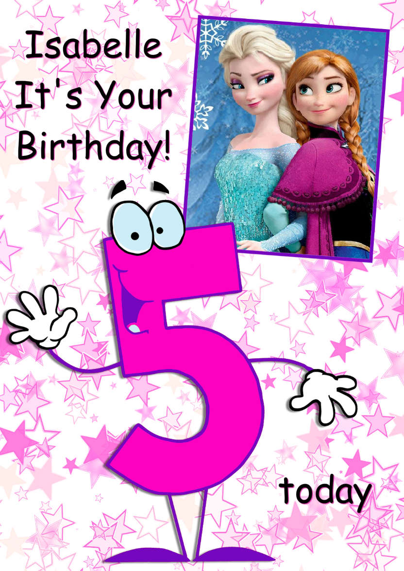 Waving Age Five Girls Card - card made with Crafty Bob's Card Creator