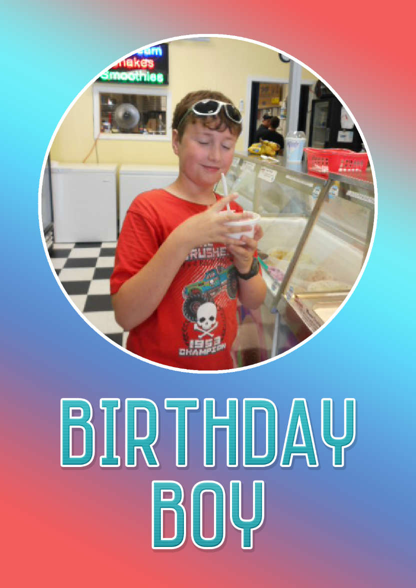 Birthday Boy Photo Card - card made with Crafty Bob's Card Creator