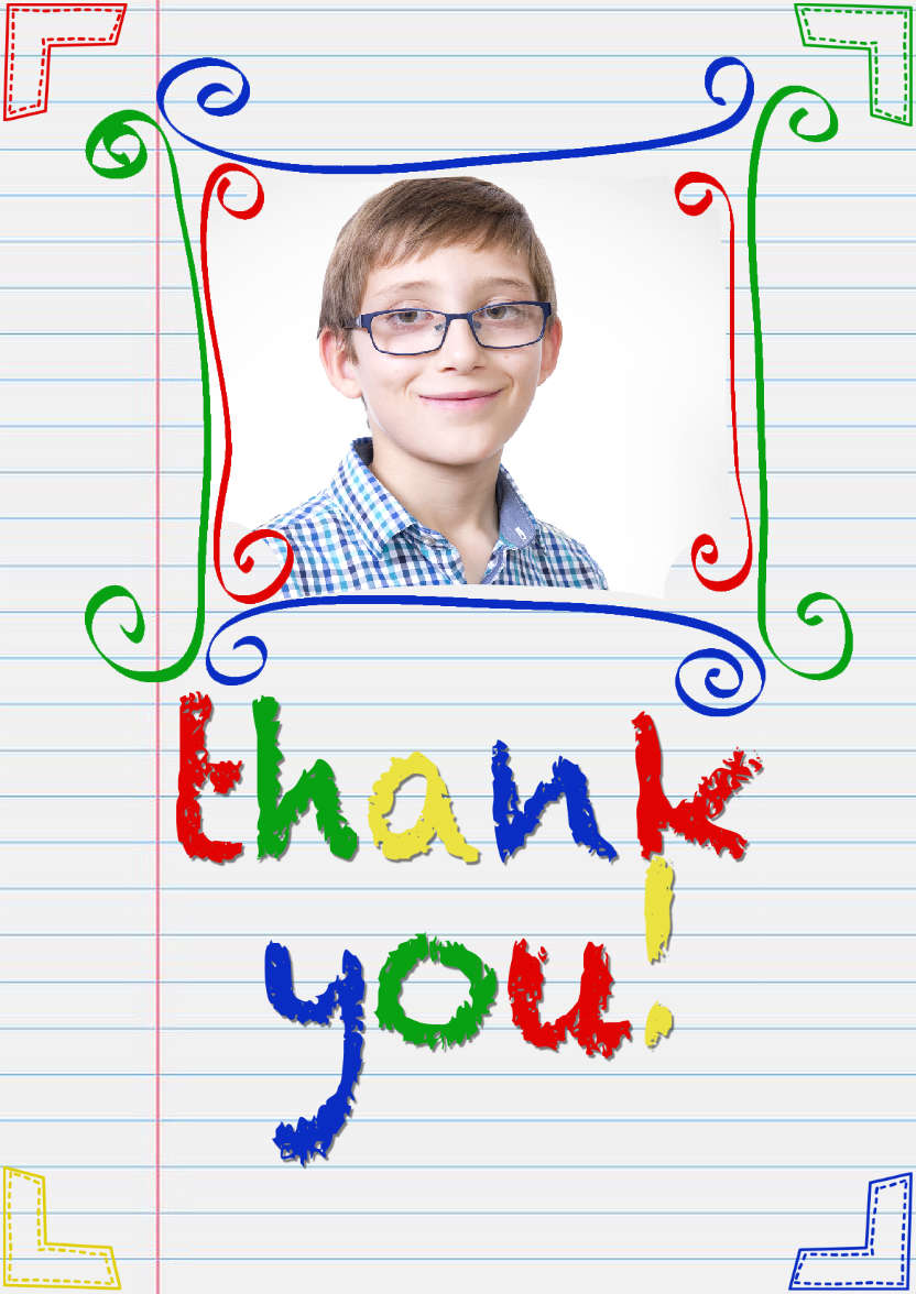 Notepaper Thank You Card - card made with Crafty Bob's Card Creator