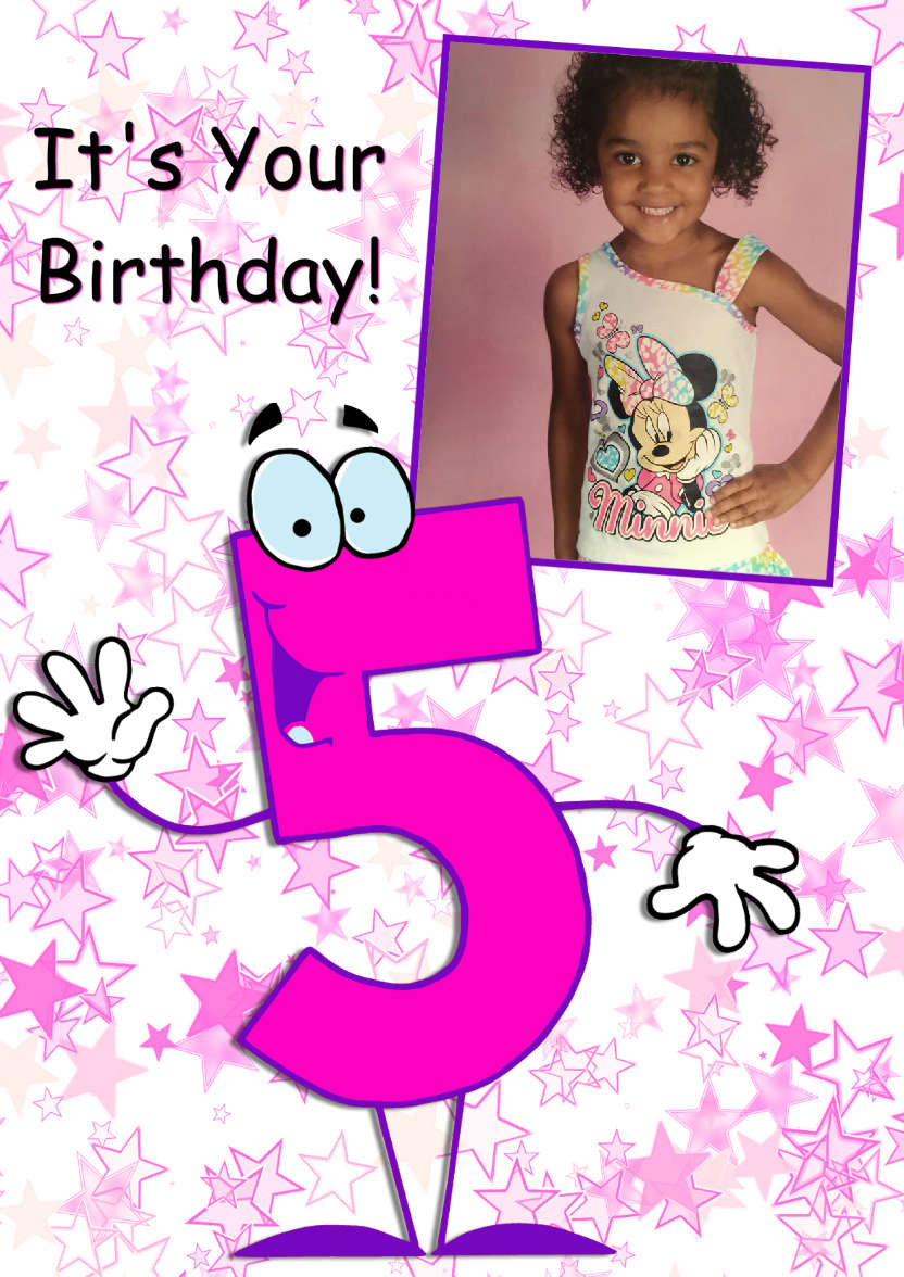 Waving Age Five Girls Card - card made with Crafty Bob's Card Creator