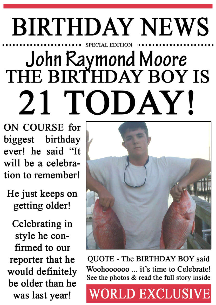 21 Today Birthday News Photo Upload Card - card made with Crafty Bob's Card Creator