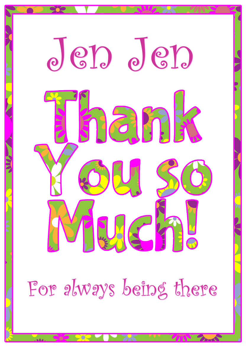 Thank You Floral Word Art Card Front - card made with Crafty Bob's Card Creator