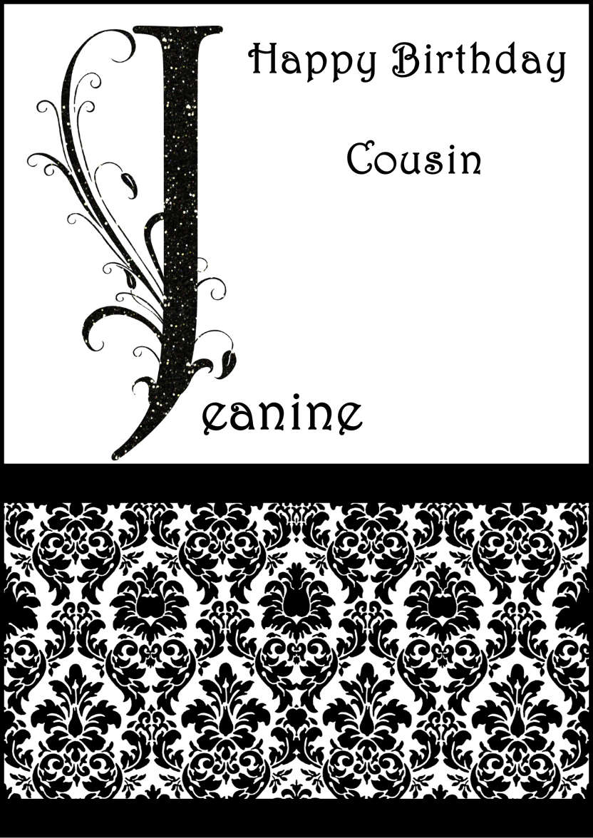 Damask Monogram Letter J Card - card made with Crafty Bob's Card Creator
