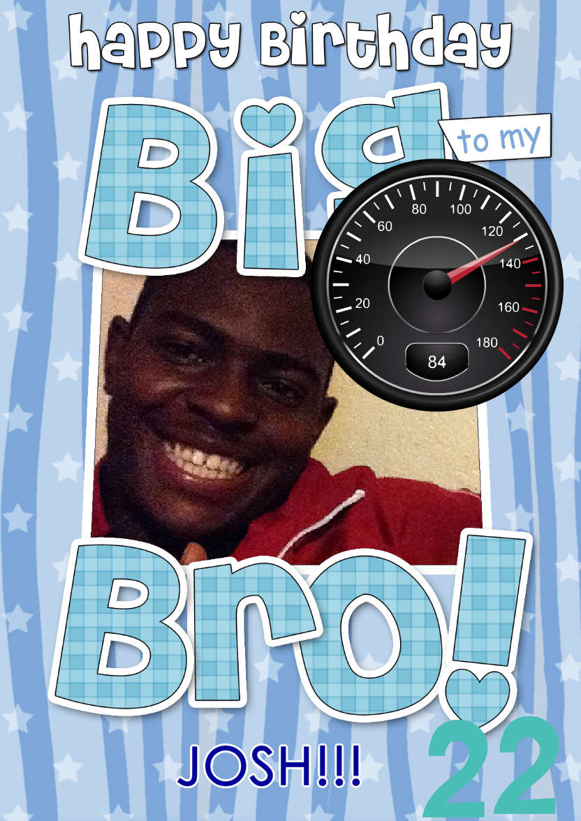 Birthday Big Bro Photo Upload Card - card made with Crafty Bob's Card Creator
