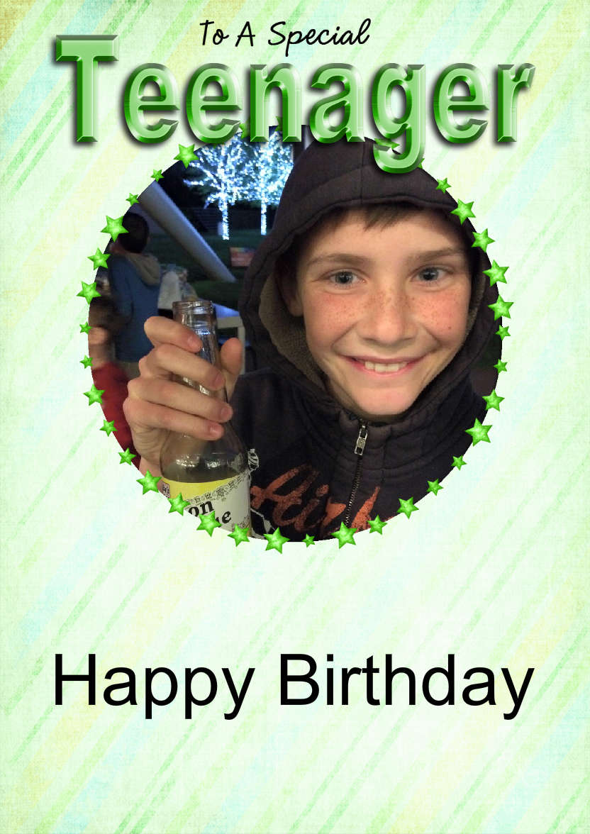 Special Teenager Card Boy - card made with Crafty Bob's Card Creator