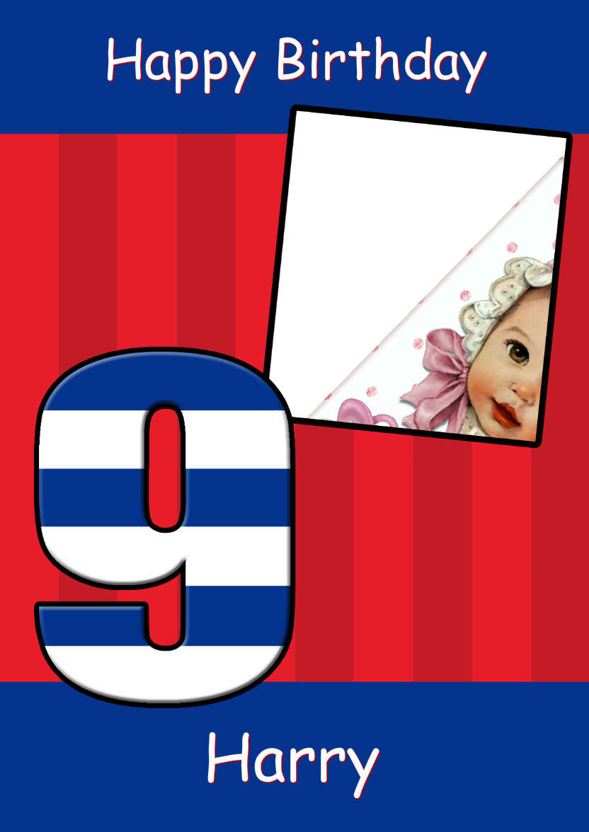Age 9 Stripes Birthday Boy - card made with Crafty Bob's Card Creator