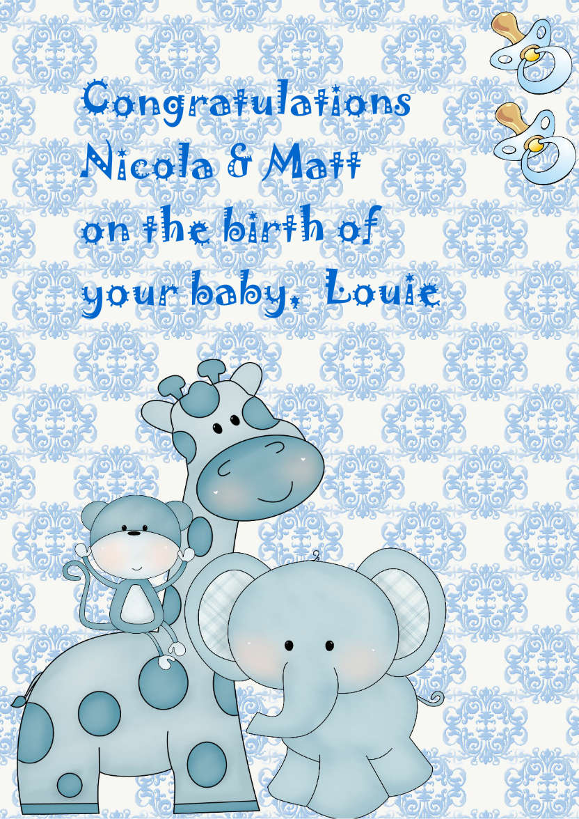 New Baby Boy - card made with Crafty Bob's Card Creator
