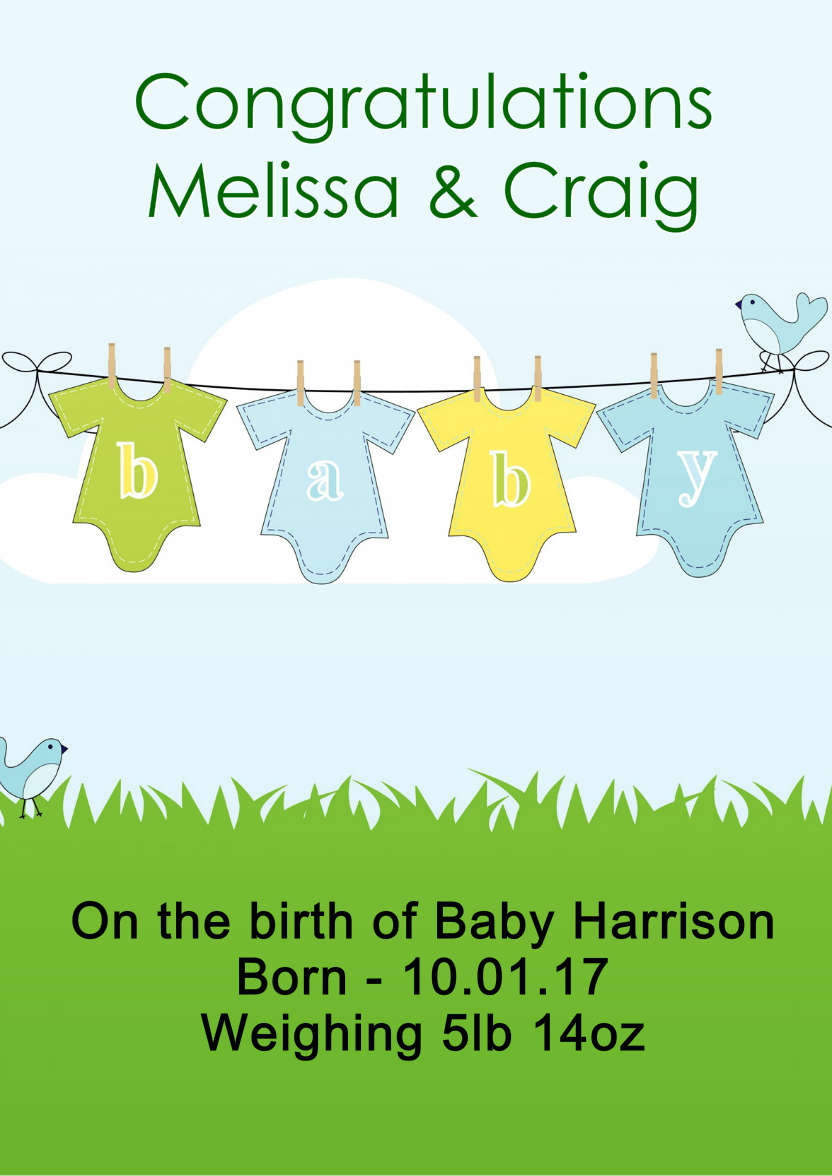 Washing Line New Baby Boy - card made with Crafty Bob's Card Creator