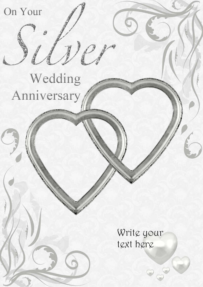 Silver Wedding Anniversary Hearts Entwined Card - card made with Crafty Bob's Card Creator