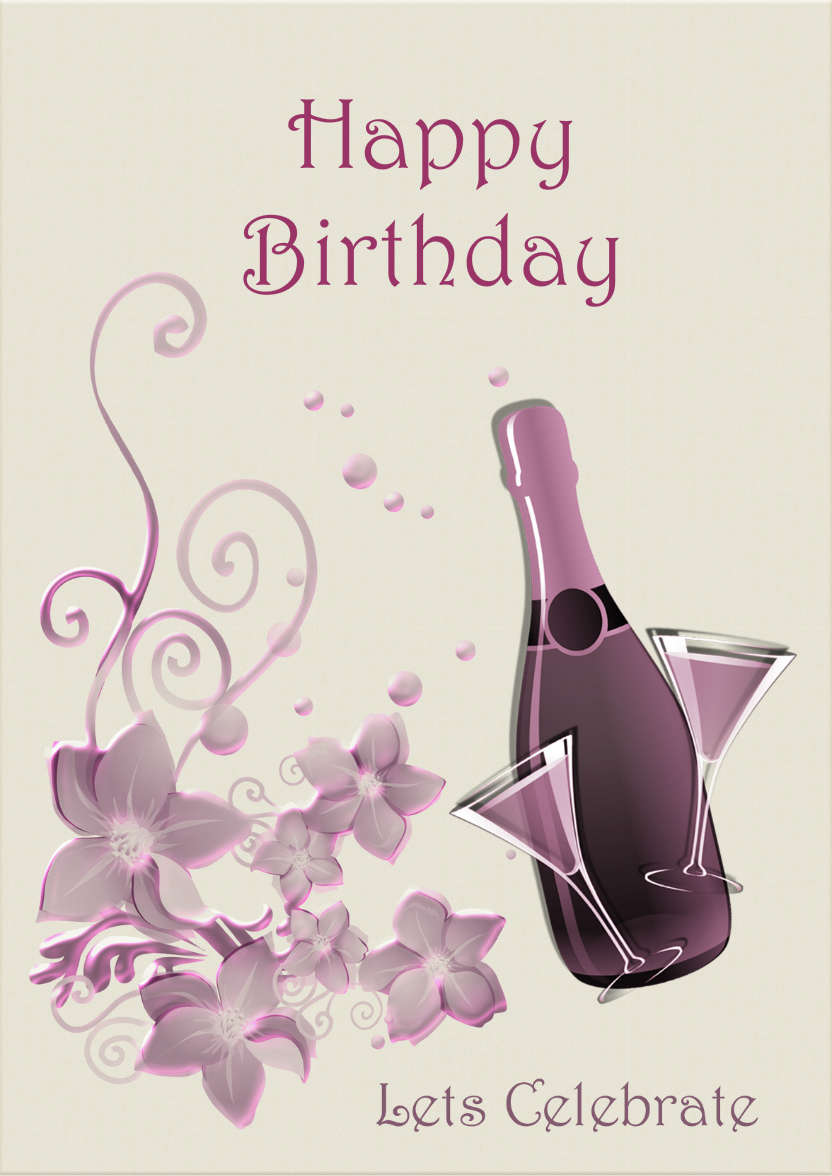 Champagne and Flowers - card made with Crafty Bob's Card Creator
